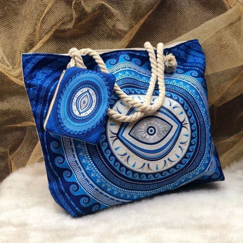 2pcs Set Evil's Eye Beach Bag & small pouch