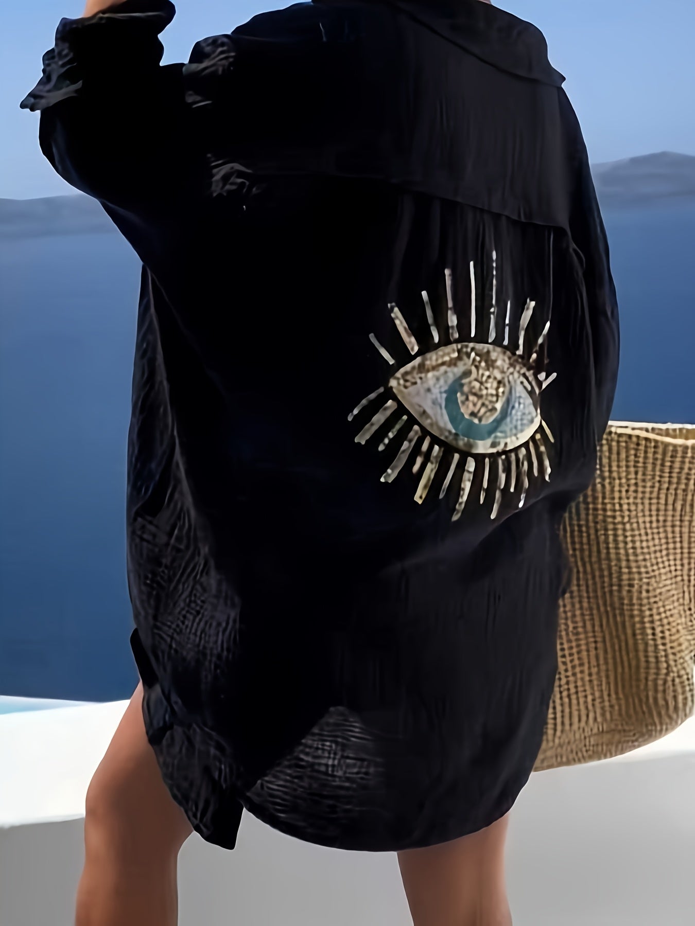 Sequin evil eye shirt