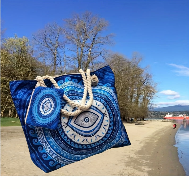 2pcs Set Evil's Eye Beach Bag & small pouch