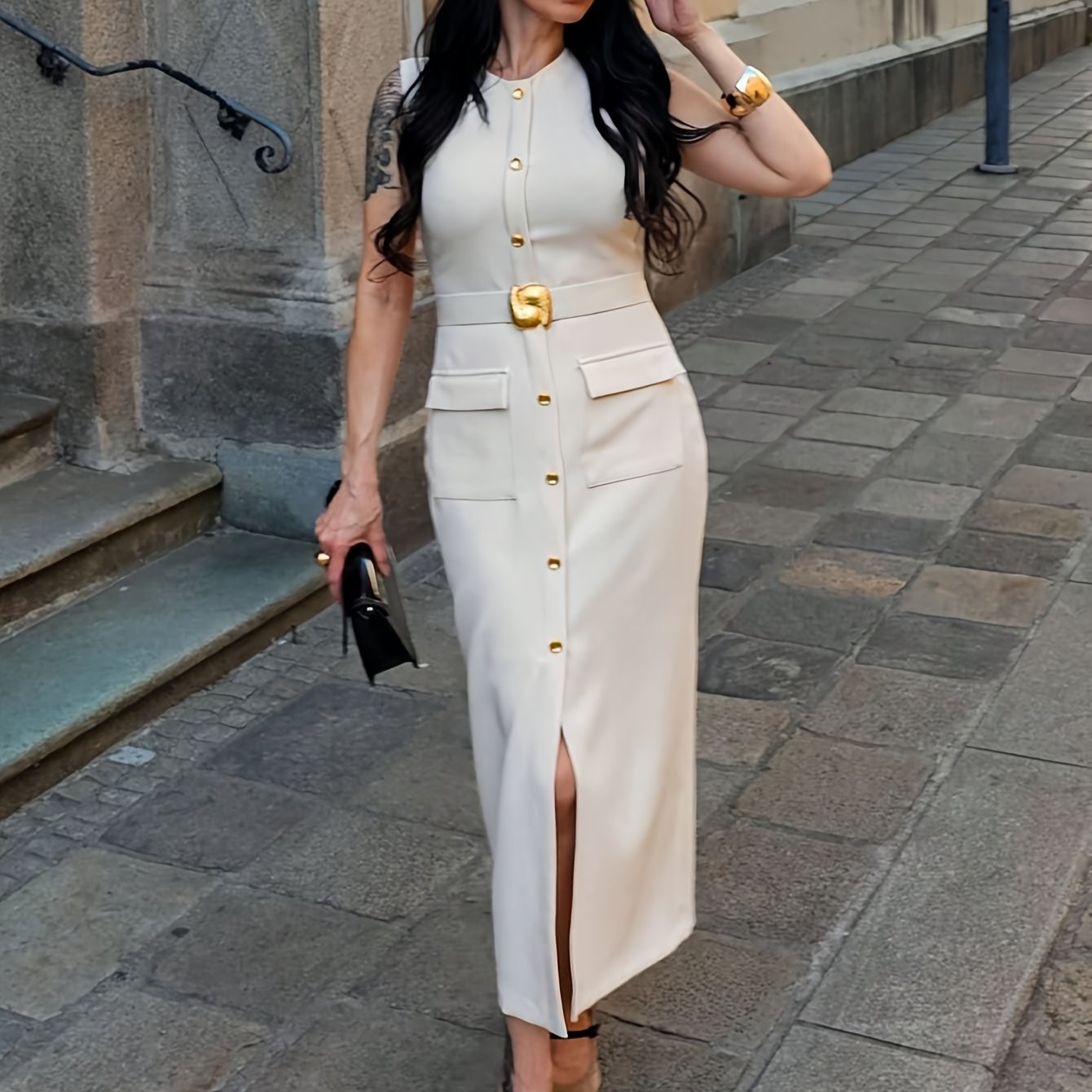 Elegant Waist Belt & Buttons