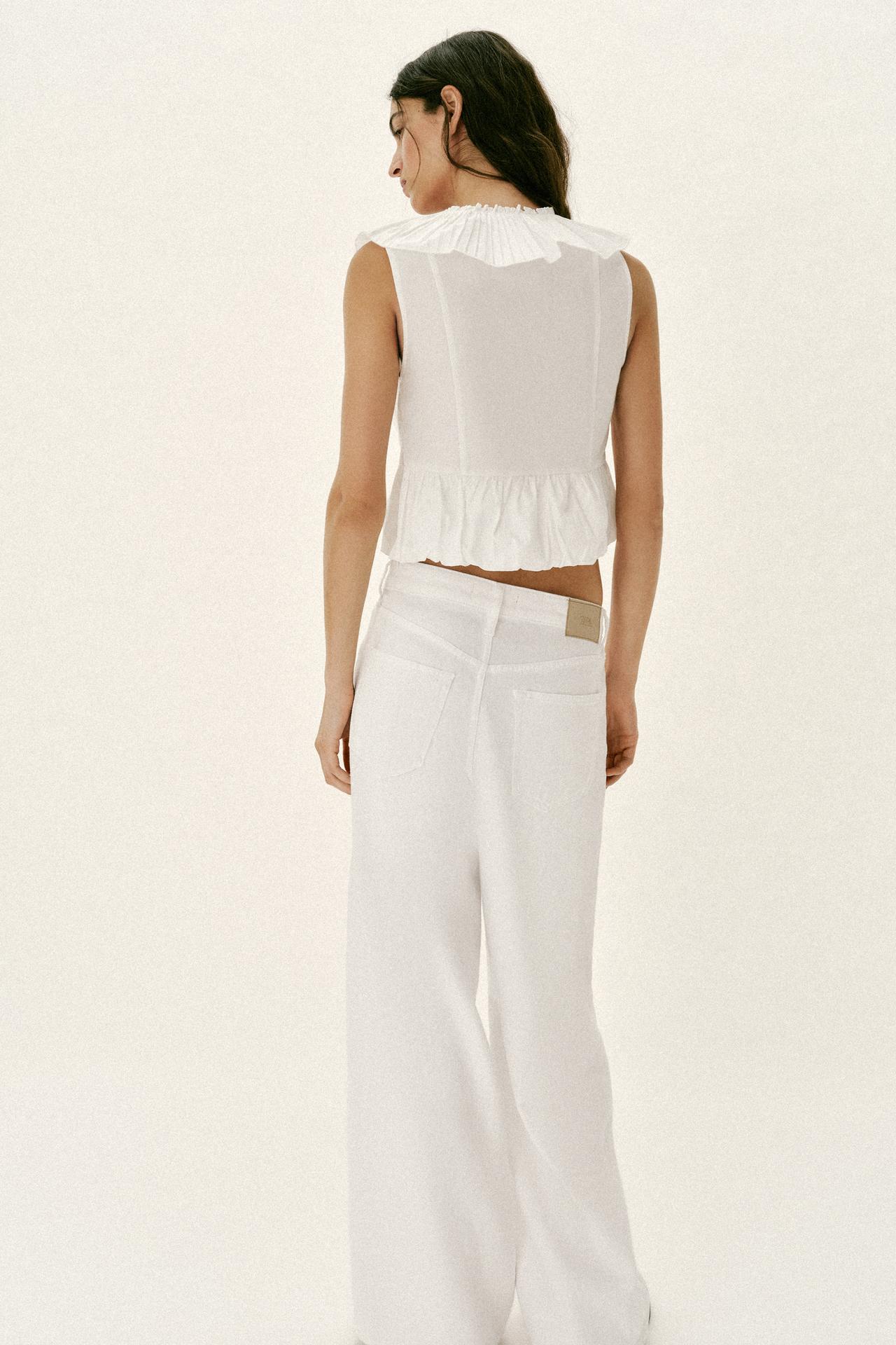 Cotton Frill Top with black string tie