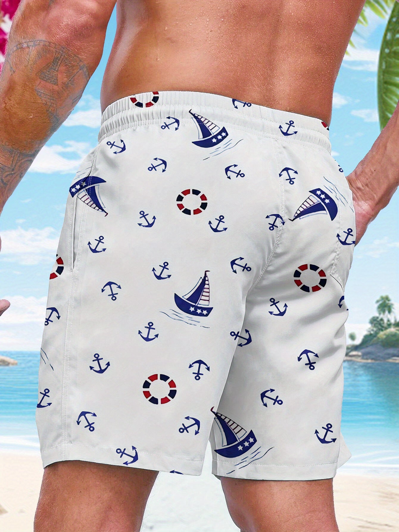 Men's Casual Quick-Dry Swim Trunks with Pockets