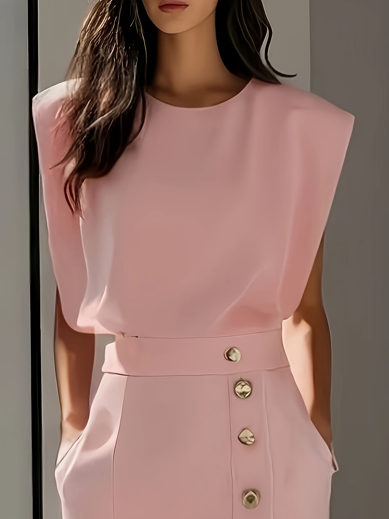 Elegant Button Office Dress