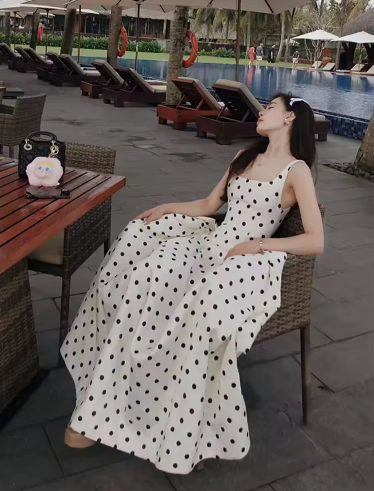 1 long Polka Dots Midi & Long Vacation dress