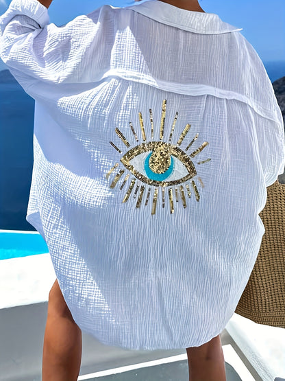 Sequin evil eye shirt