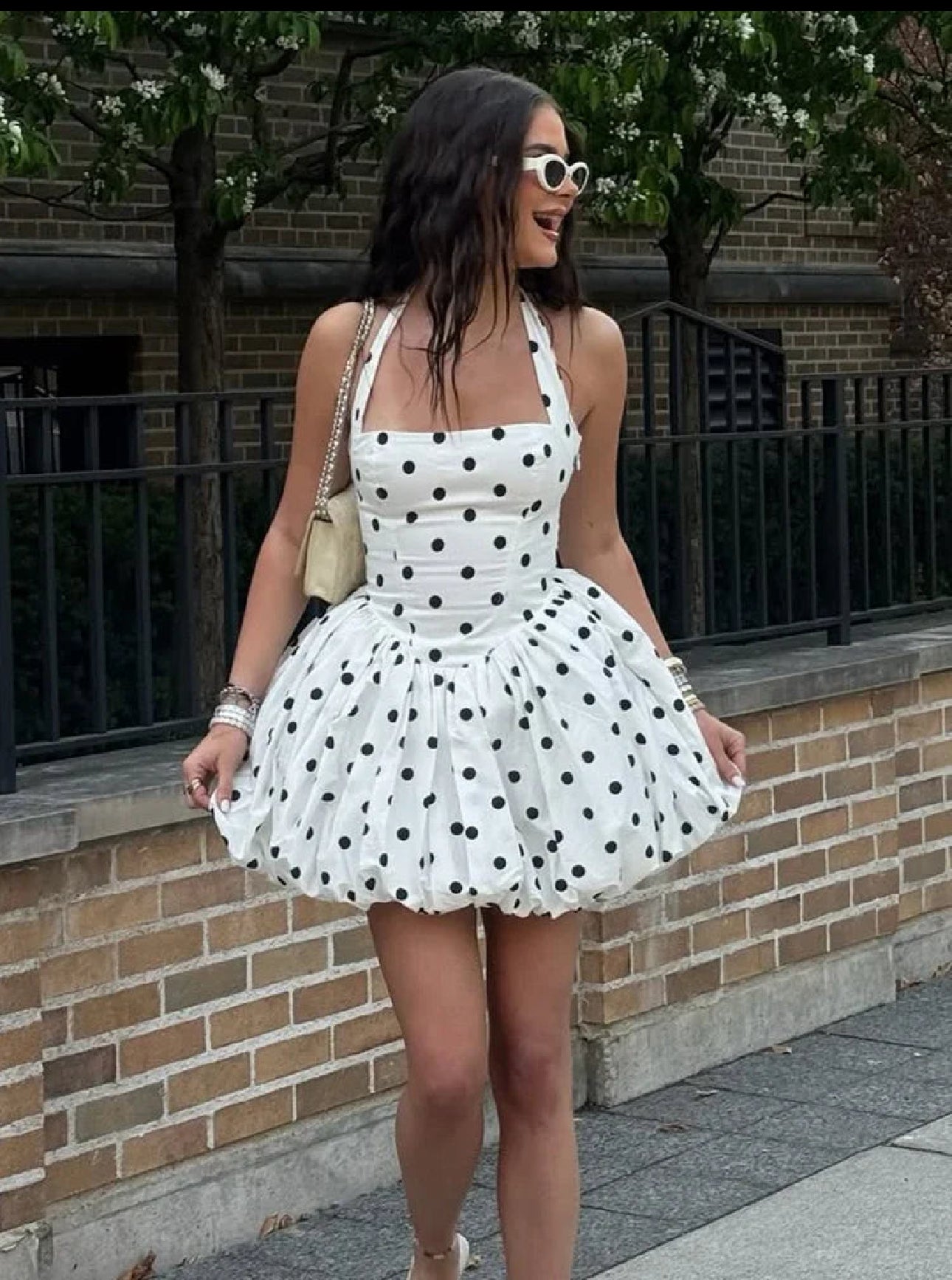 Polka halter neck mini -same day delivery dior vibes - Shellss