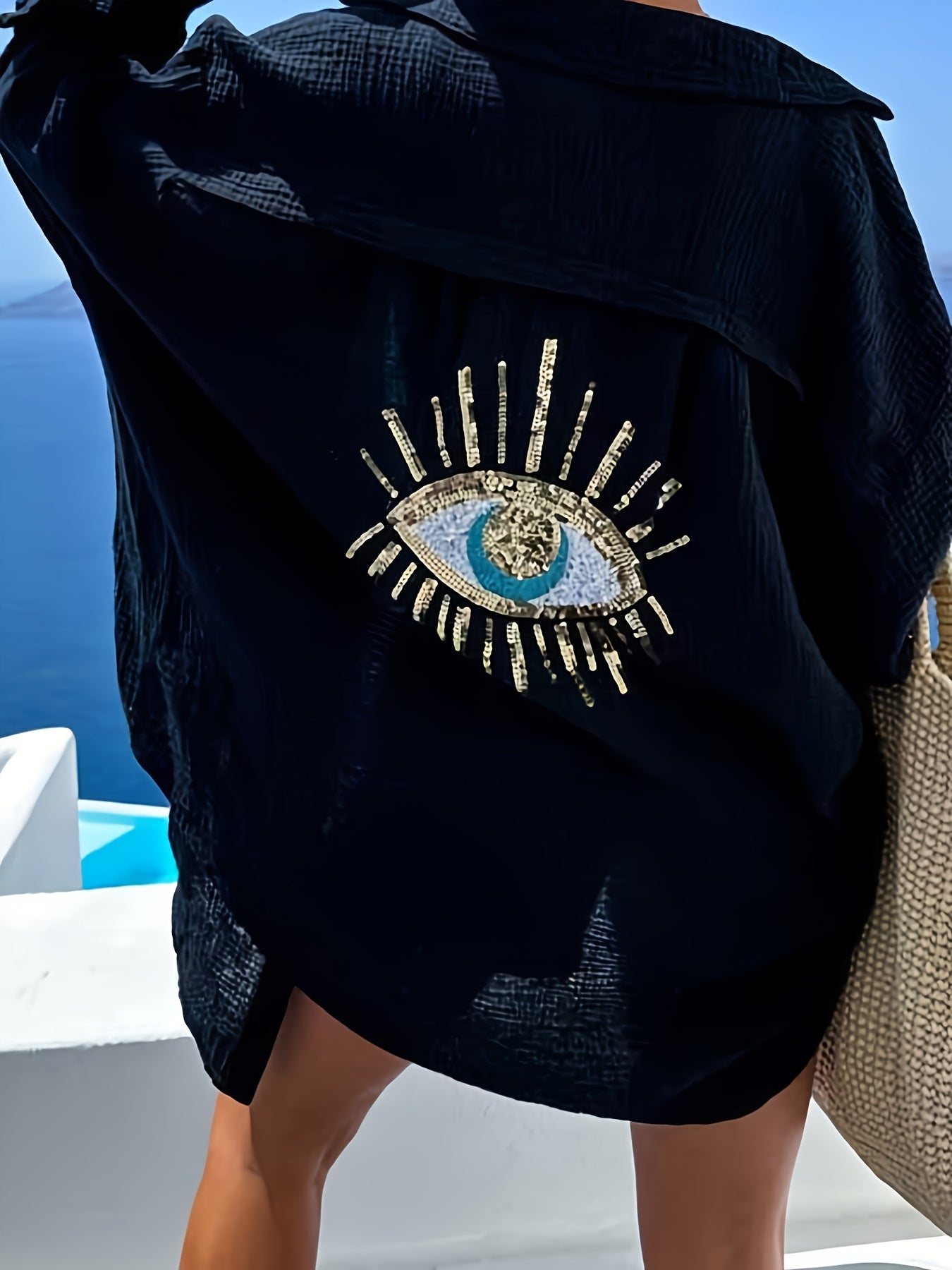 Sequin evil eye shirt