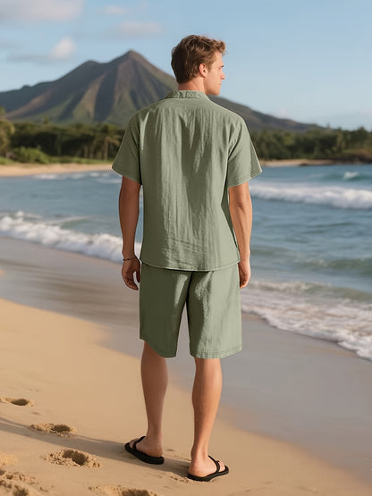 Summer Linen Shirt & Shorts Set Breathable