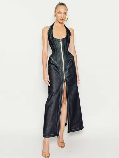 Celebrity Denim Zip dress