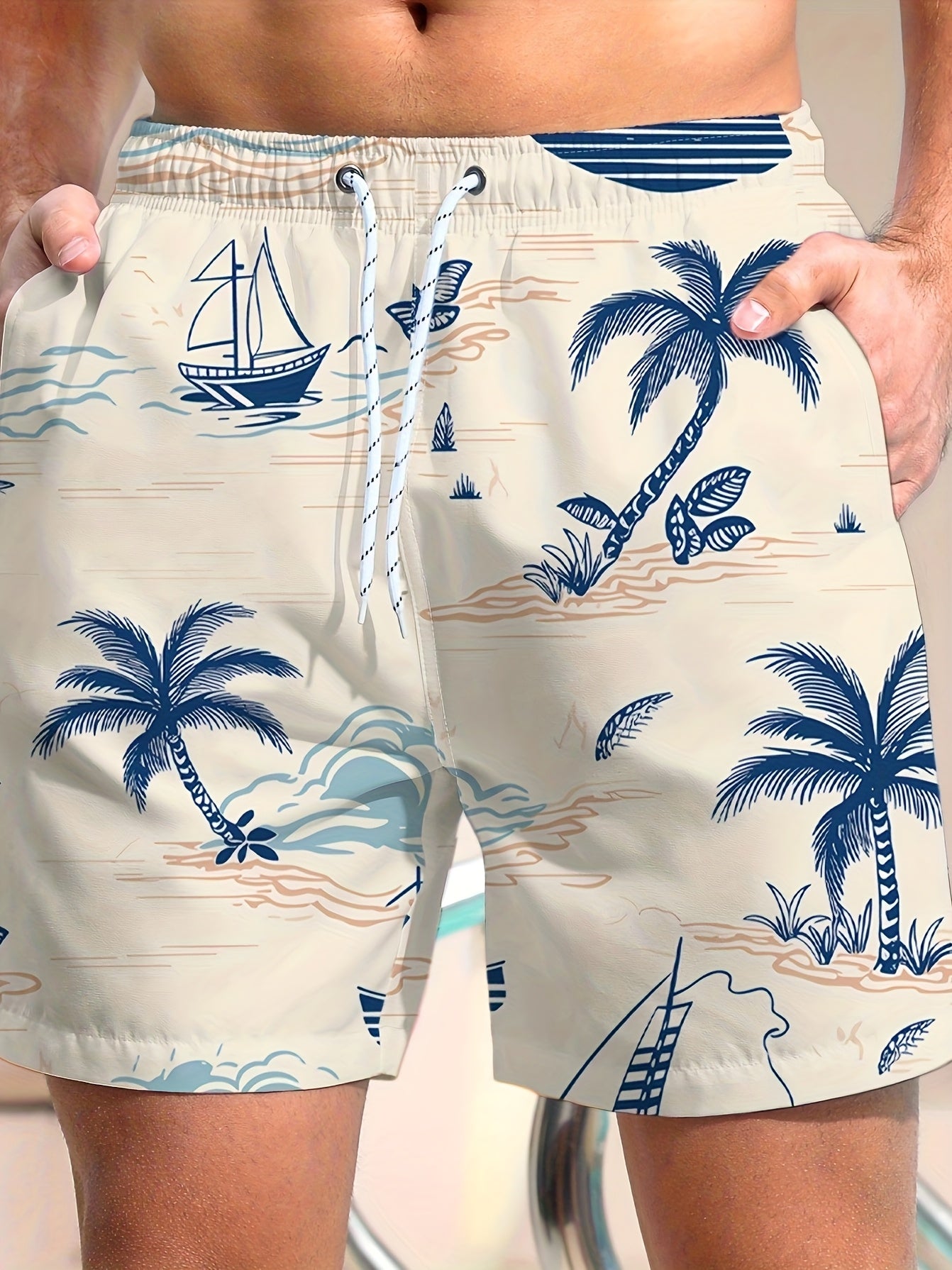Men's Tropical Palm Tree Beach Shorts - Shellss