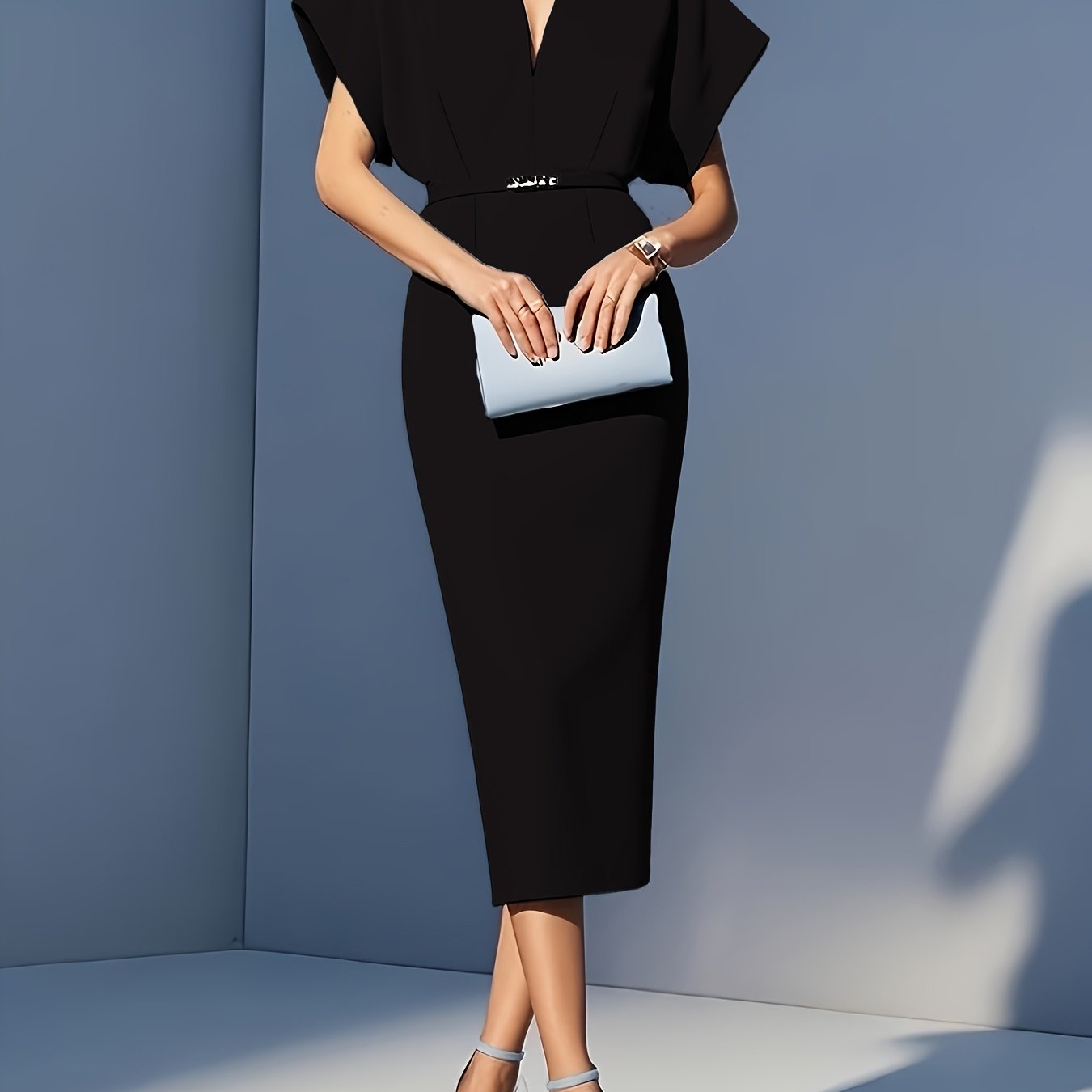 Elegant Batwing Boss Lady Dress