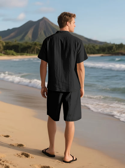 Summer Linen Shirt & Shorts Set Breathable