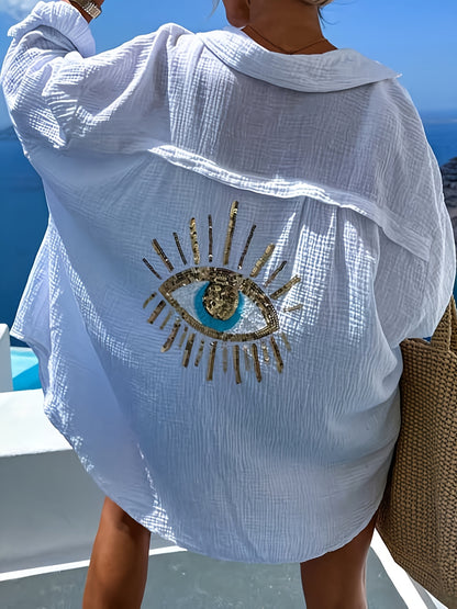 Sequin evil eye shirt