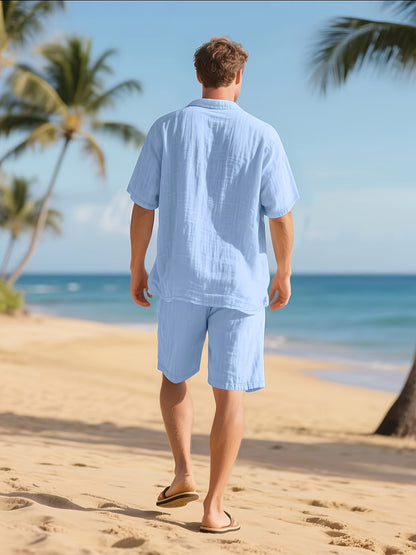 Summer Linen Shirt & Shorts Set Breathable
