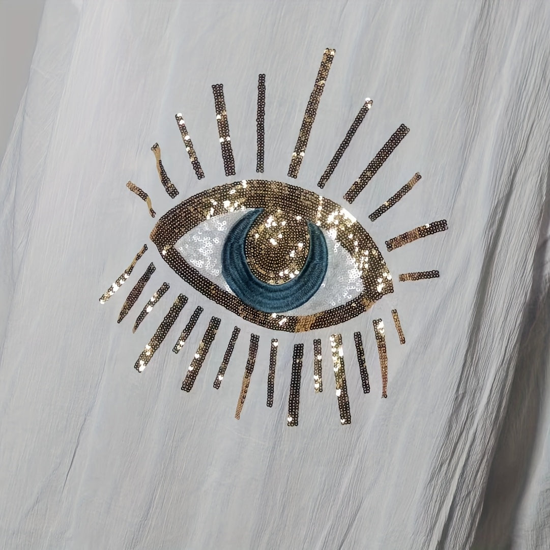 Sequin evil eye shirt