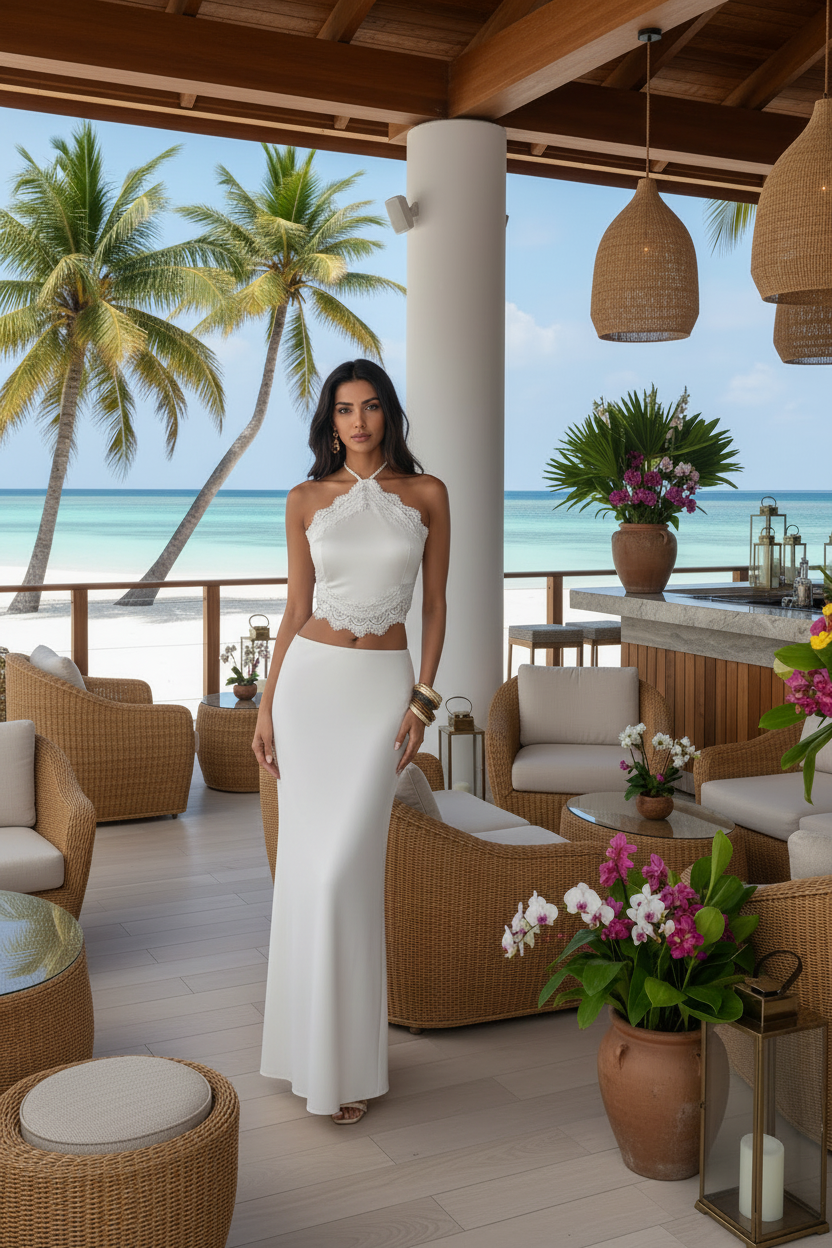 White Boho Skirt Set