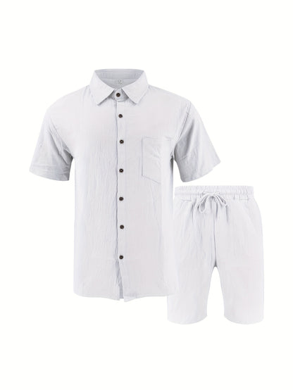 Summer Linen Shirt & Shorts Set Breathable