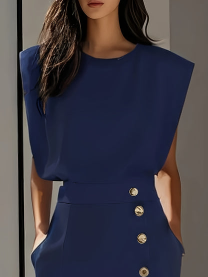 Elegant Button Office Dress