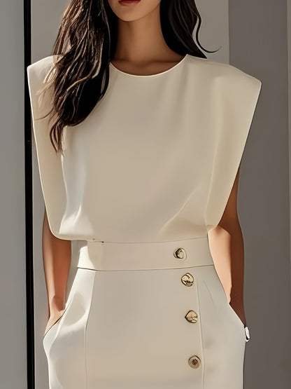 Elegant Button Office Dress