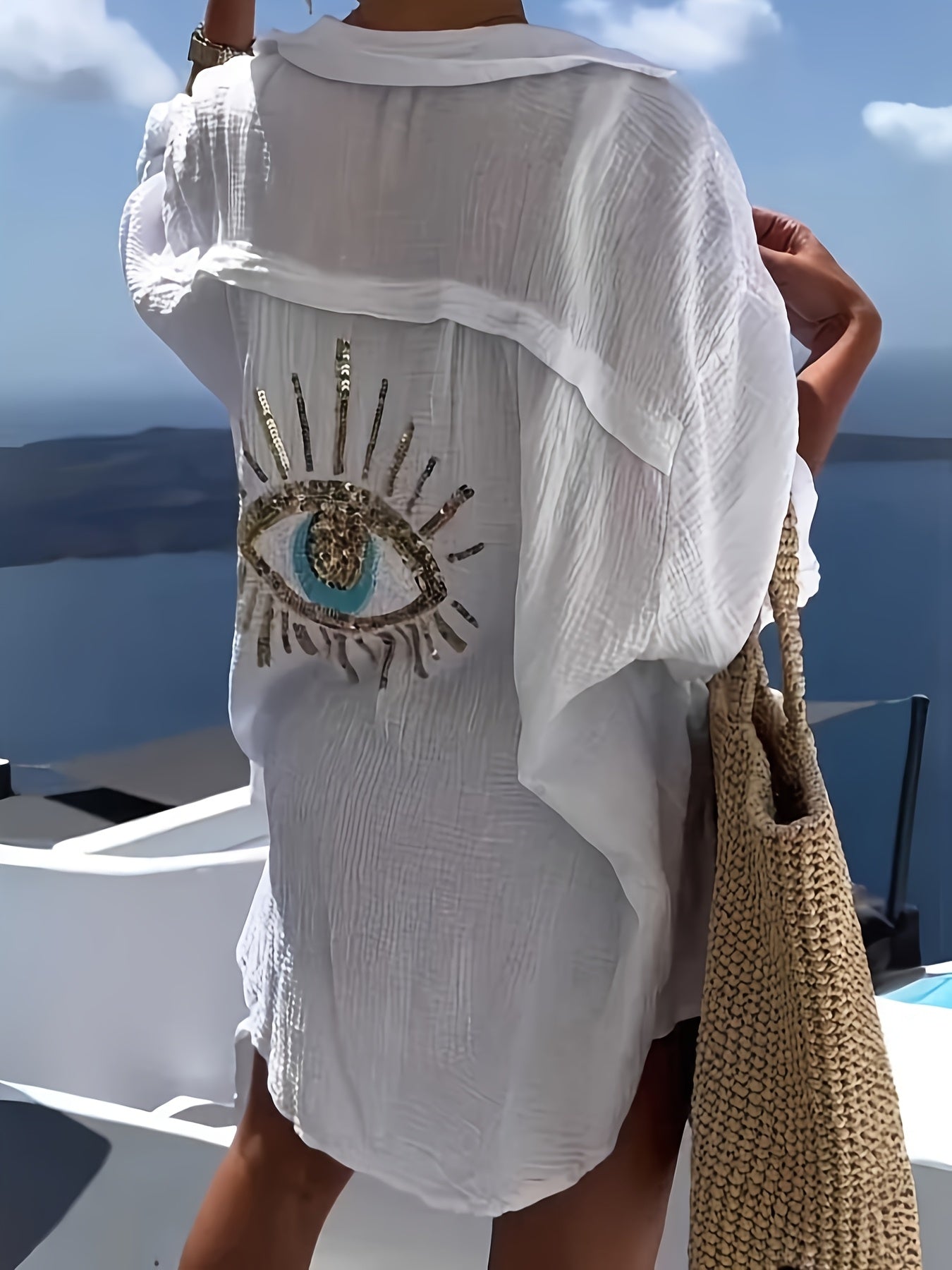 Sequin evil eye shirt