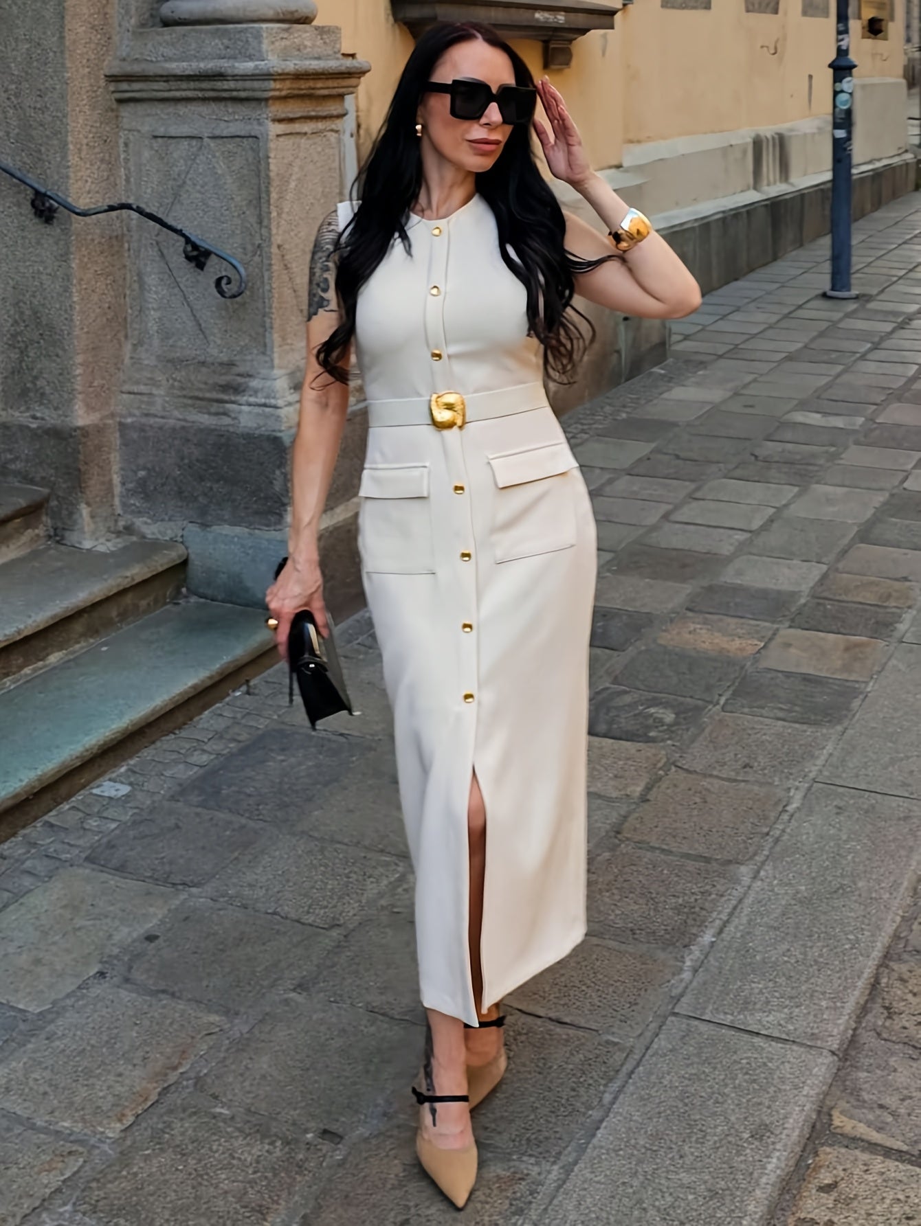 Elegant Waist Belt & Buttons