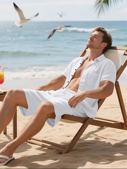 Summer Linen Shirt & Shorts Set Breathable