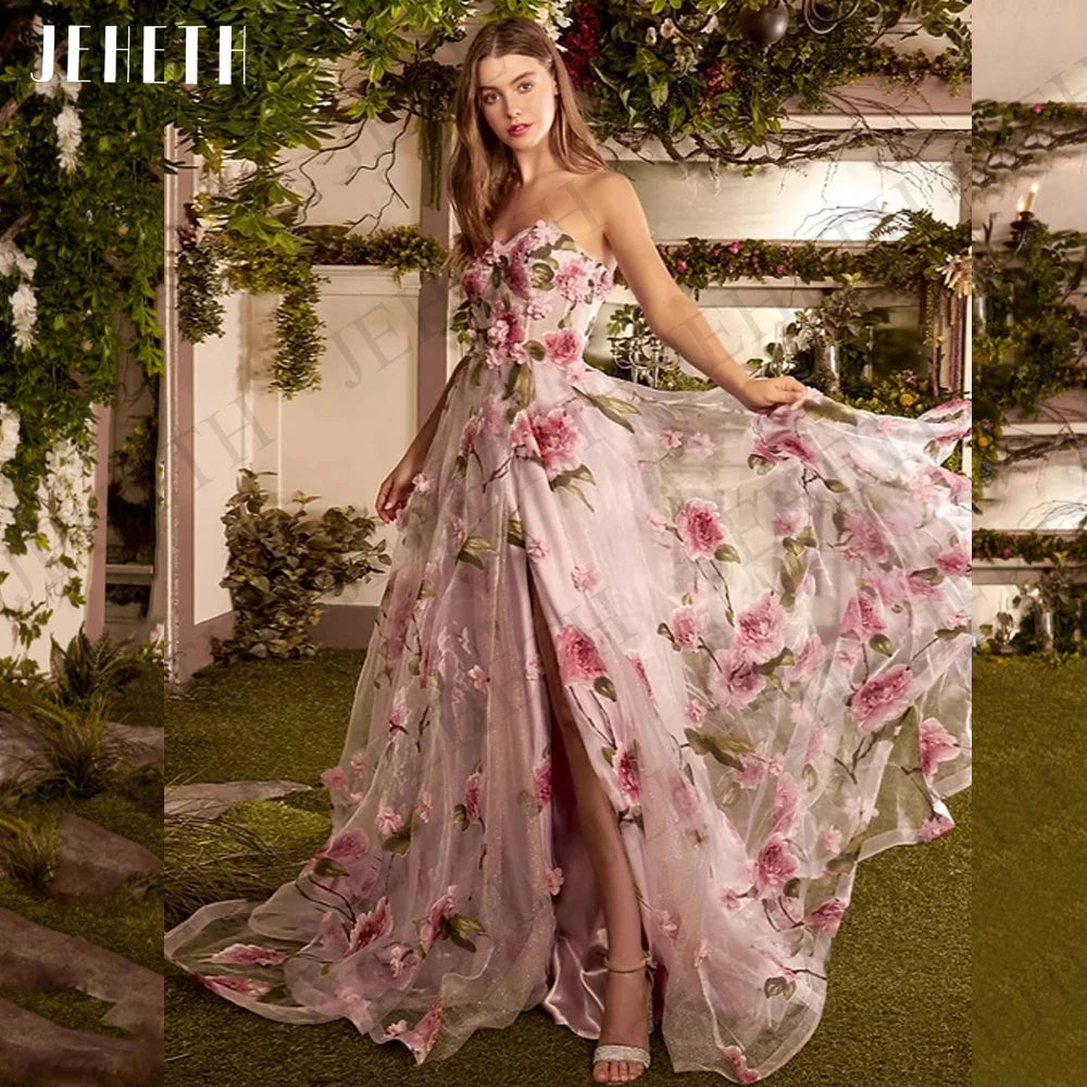 Pink Floral Net Dress