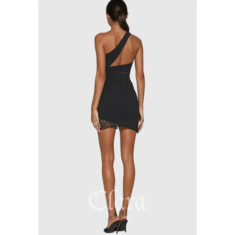 Clara Customized Black Lace Splice Sexy See-through Evening Dress Cross-border Bodycon Dress Empire Waist Sleeveless 2026