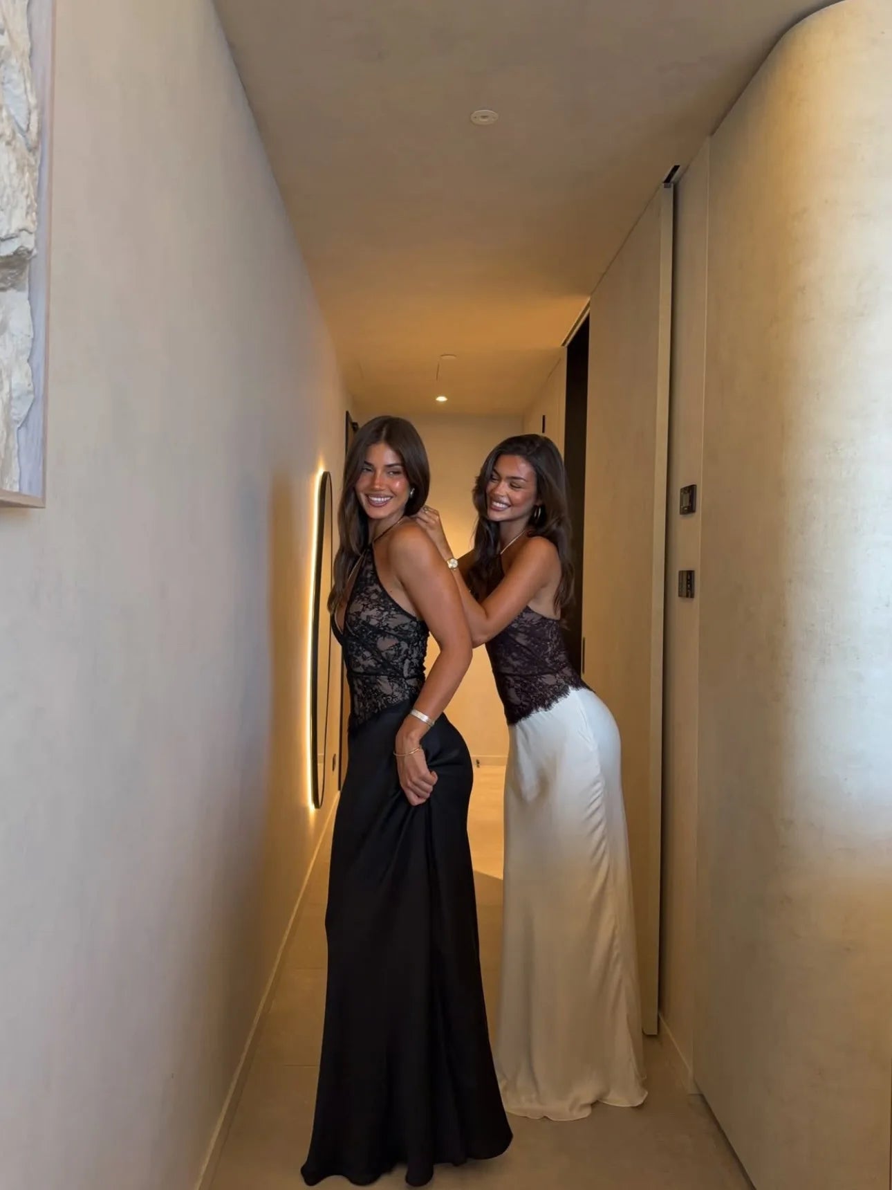 CHNMR Elegant Lace Hollow Out Halter Long Dress Women Sexy Patchwork Backless Female Maxi Dresses Summer Lady Evening Party Gown