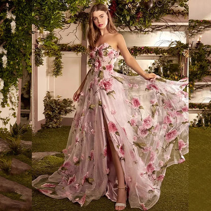 Pink Floral Net Dress
