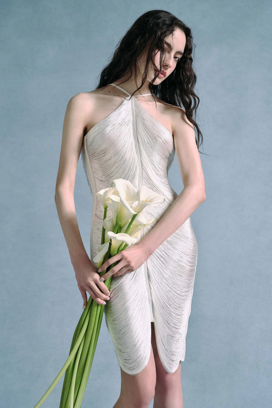Gaia Elegantes, figurbetontes Minikleid mit Quasten