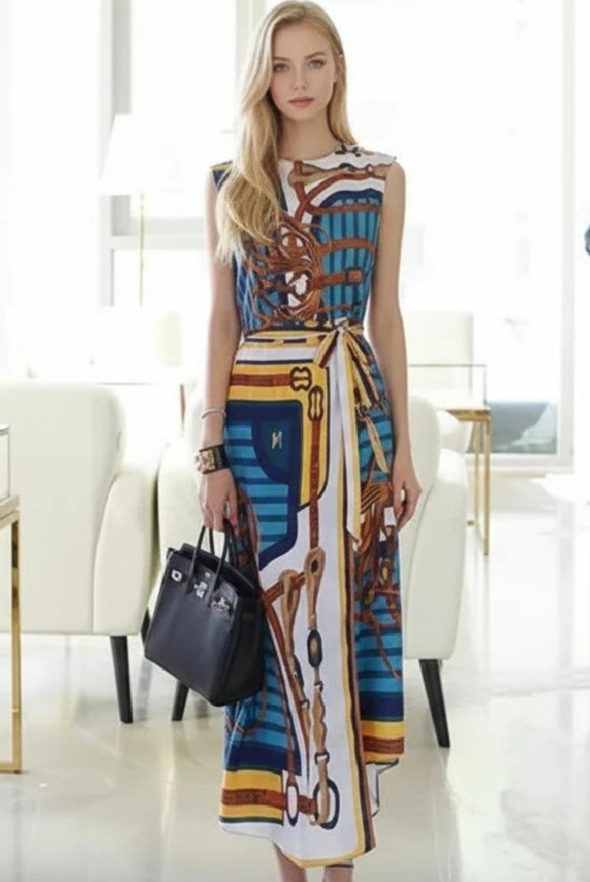 Hermes chain print skirt set