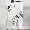 Wholesale Luxury White Womens Suit Set Elegant Tailored Office Business Blazer Pants Formal Wear for Ladies