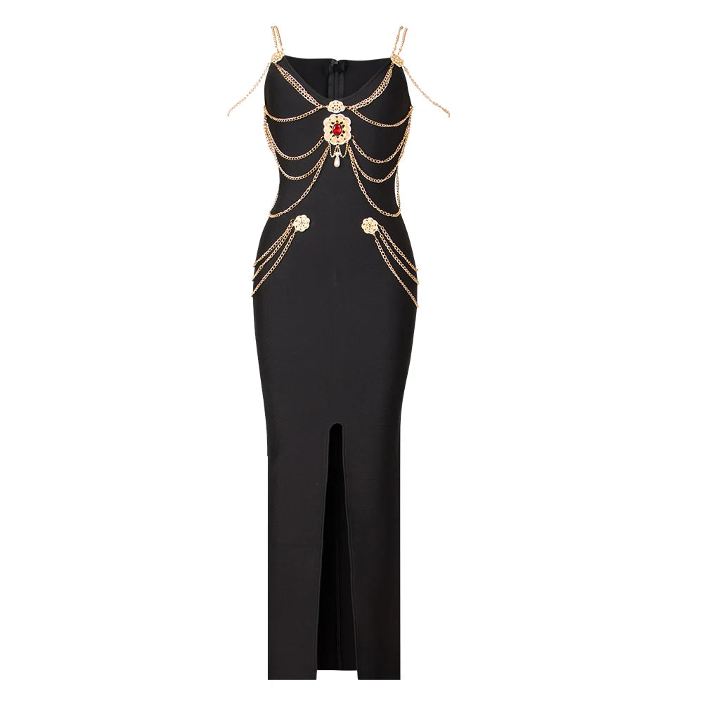 Bandage Strap Gold Chains dress - Shellss