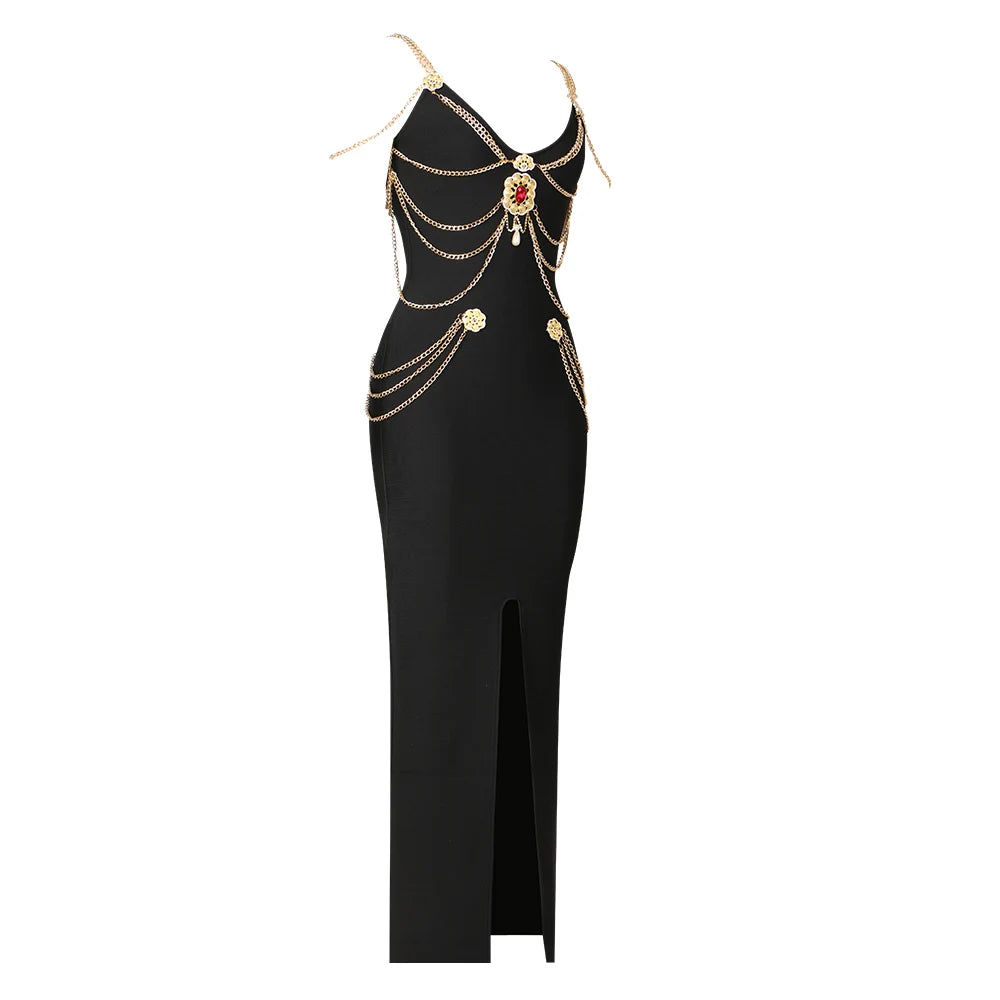 Bandage Strap Gold Chains dress - Shellss