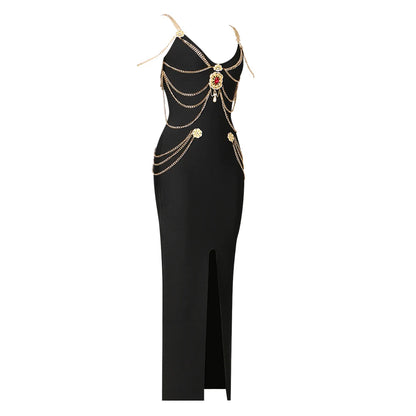 Bandage Strap Gold Chains dress