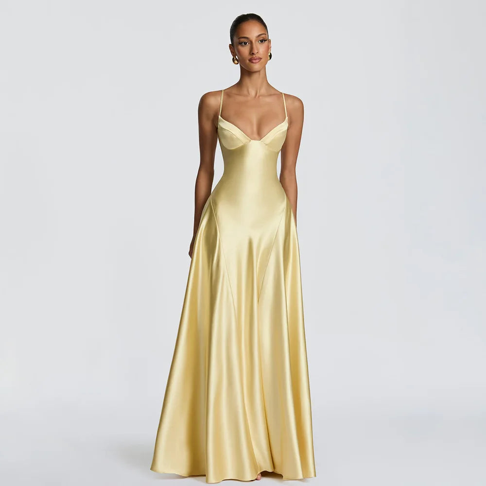 Sexy Heavy Satin High End Summer Spaghetti Strap Women Casual Maxi Long Dress Elegant Ladies Party Club Dress 2026
