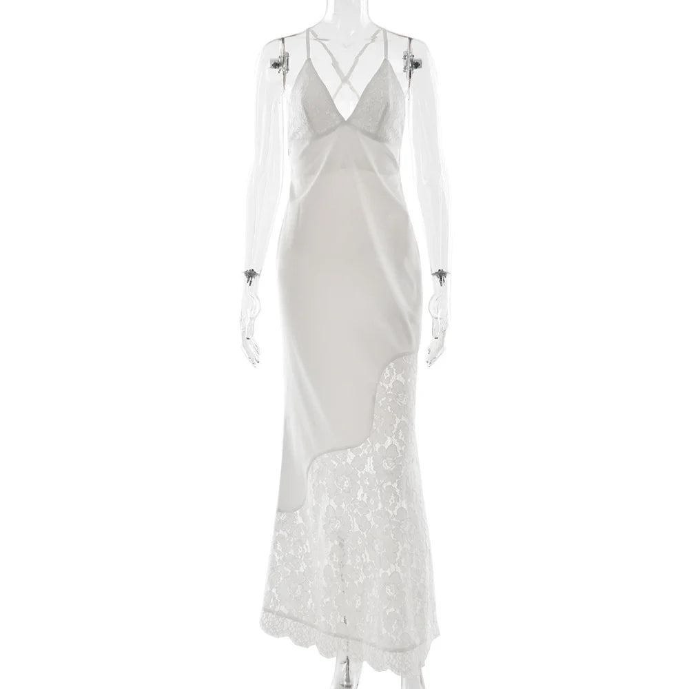 Western Style 2026 New Arrivals Women's Fashion Light Luxury  V Neck Slim Fit Sexy Spaghetti Strap Casual Summer Long Dress