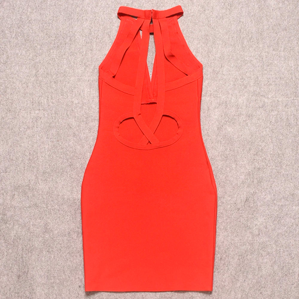 Halter Keyhole Bandage Dress