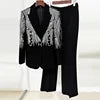 Luxury Premium Black Two Piece Suit Set Silver Sequin Blazer Long Pants Formal Evening Party Formal Suits for Women