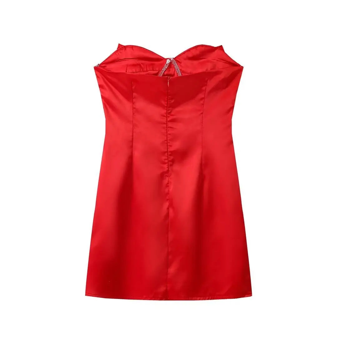 Red Satin Bow Top Dress