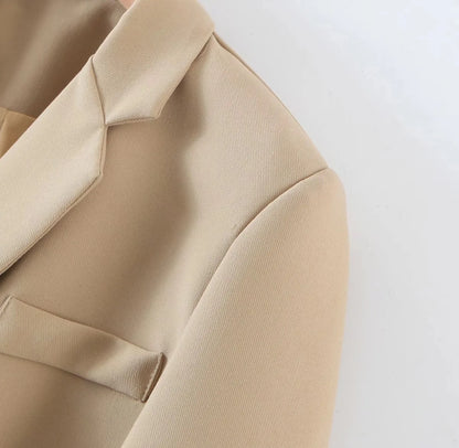 2 pieces 1 set Women One Button Short Blazer Cropped