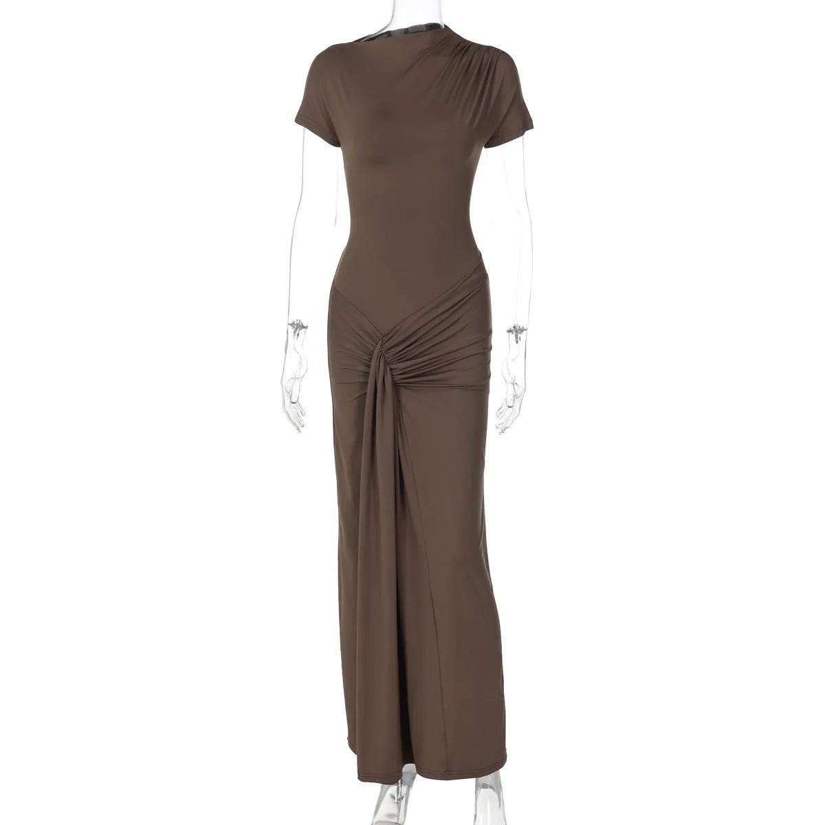 Front knot drape Long dress clio