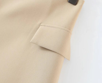 2 pieces 1 set Women One Button Short Blazer Cropped