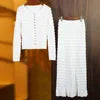 AIMEISI Fashion Rhinestone Long-sleeved Top Ruffles Skirt Set Casual 2 Piece Set Elegant Women Sets
