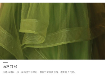 Grass green princess bridesmaid Dress