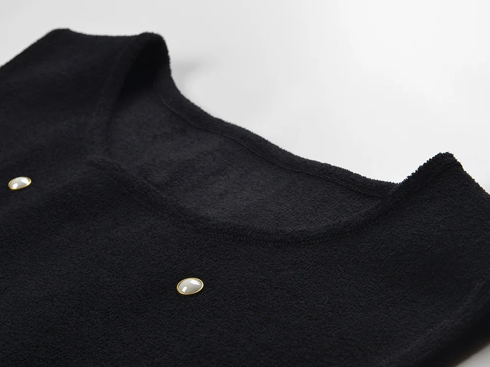 Fine Workmanship Beading Lady Sleeveless Solid Casual Wear O-necke Women Short Mini Knitted Ball Gown Dress