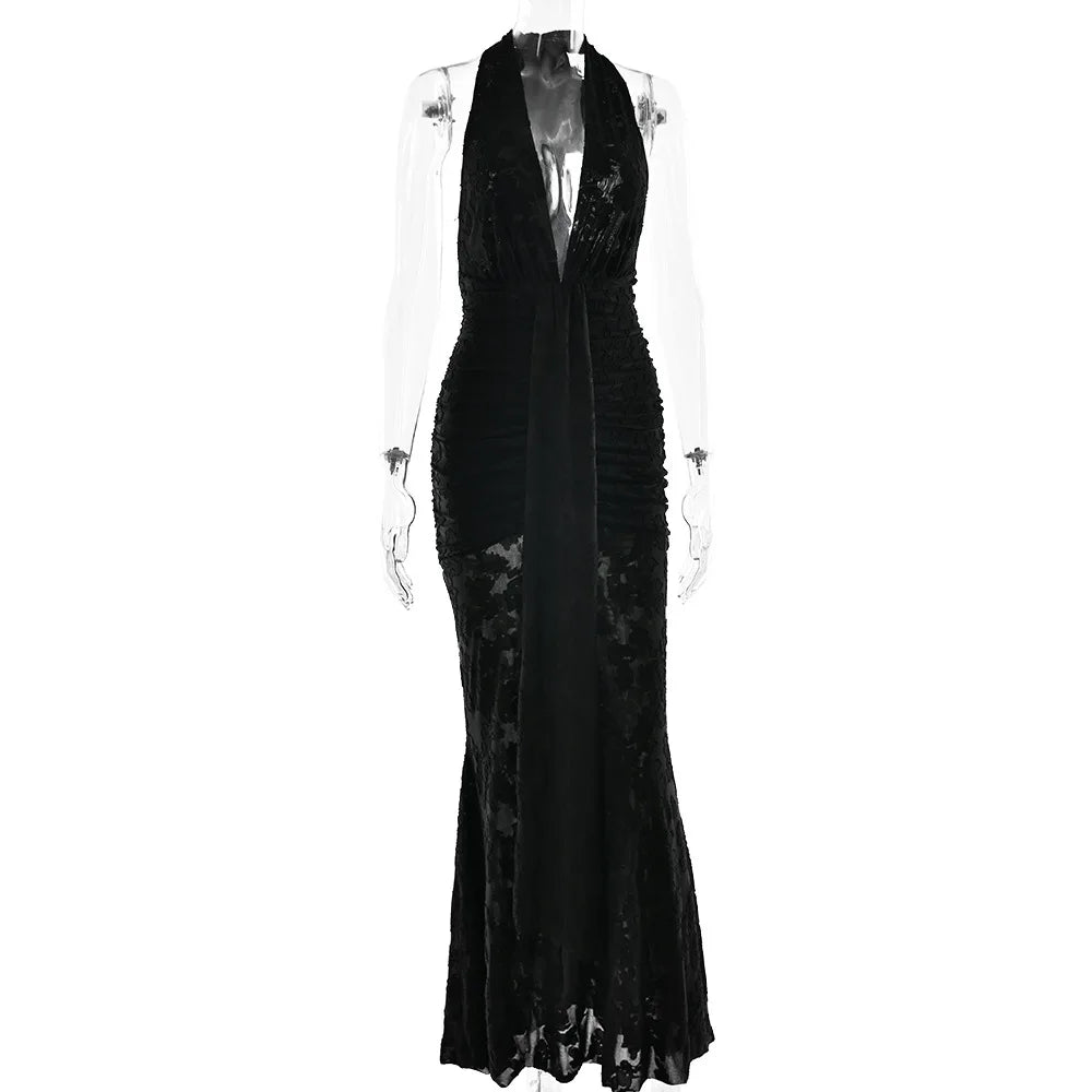 Deep V-Neck Backless Party Dress