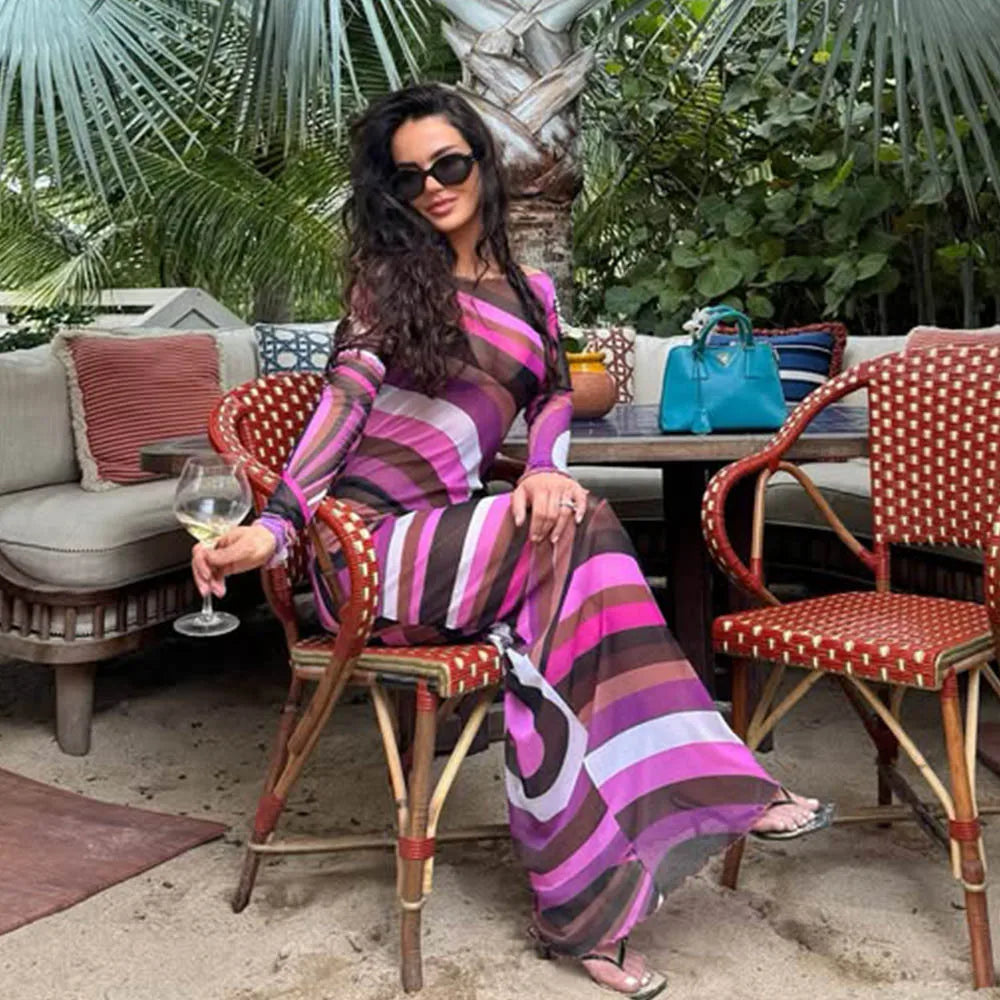 Beach-Ready Color-Block Maxi