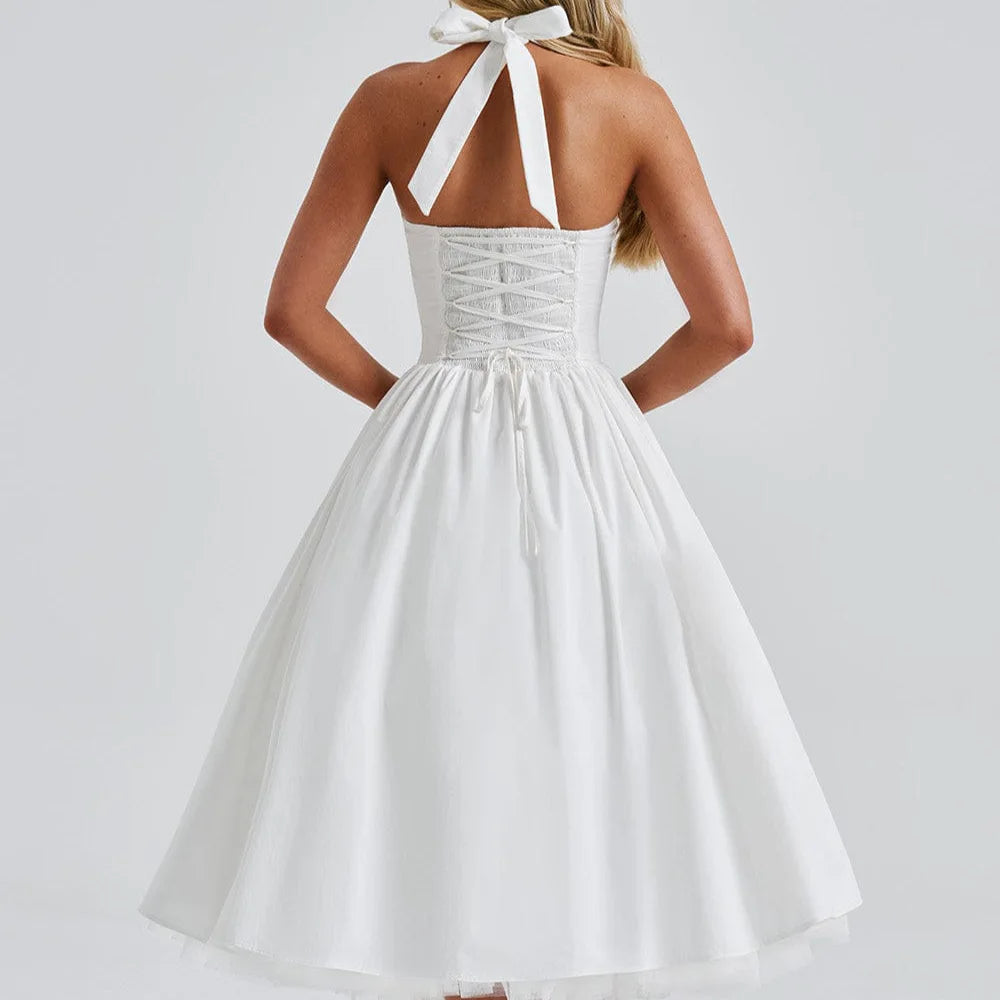 New Women's Midi Woven Casual Solid Puff Skirt Dresses Breathable A-Line Silhouette for Spring and Summer - Shellss